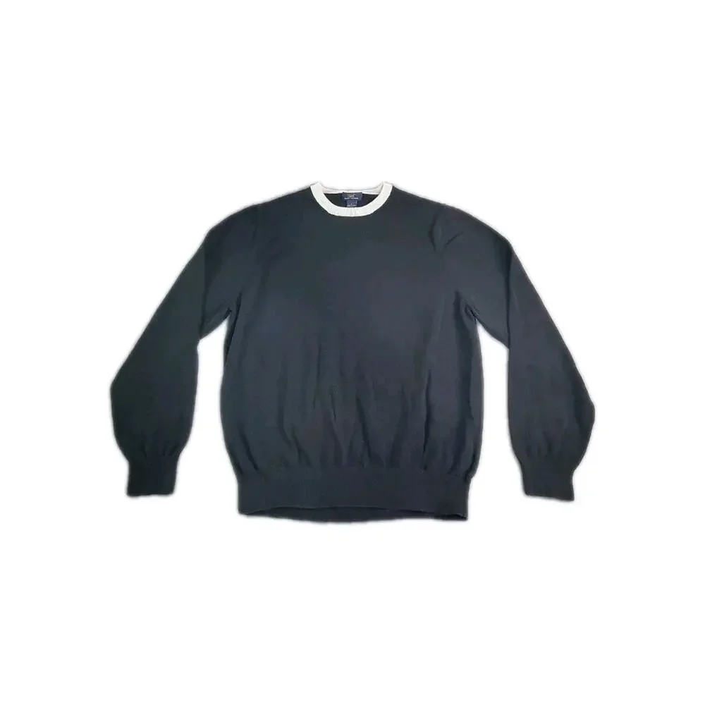 Brooks Brothers 346 Mens Size L Black 100% Cotton Lightweight Sweater Za1-69